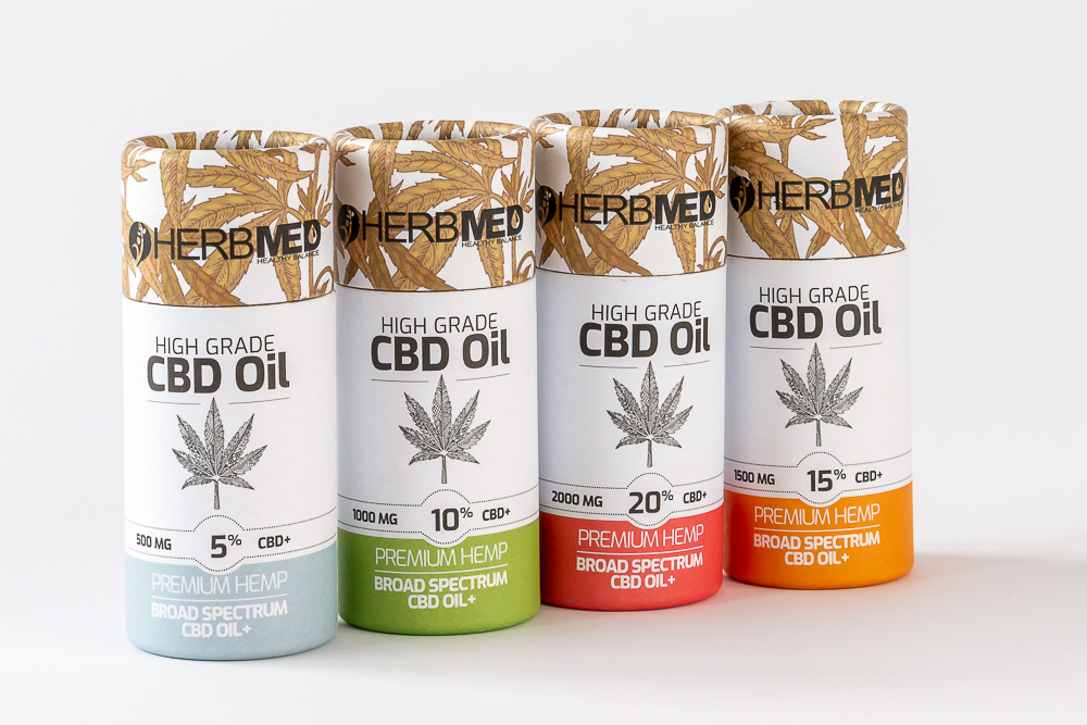 Product photography of CBD oil packaging