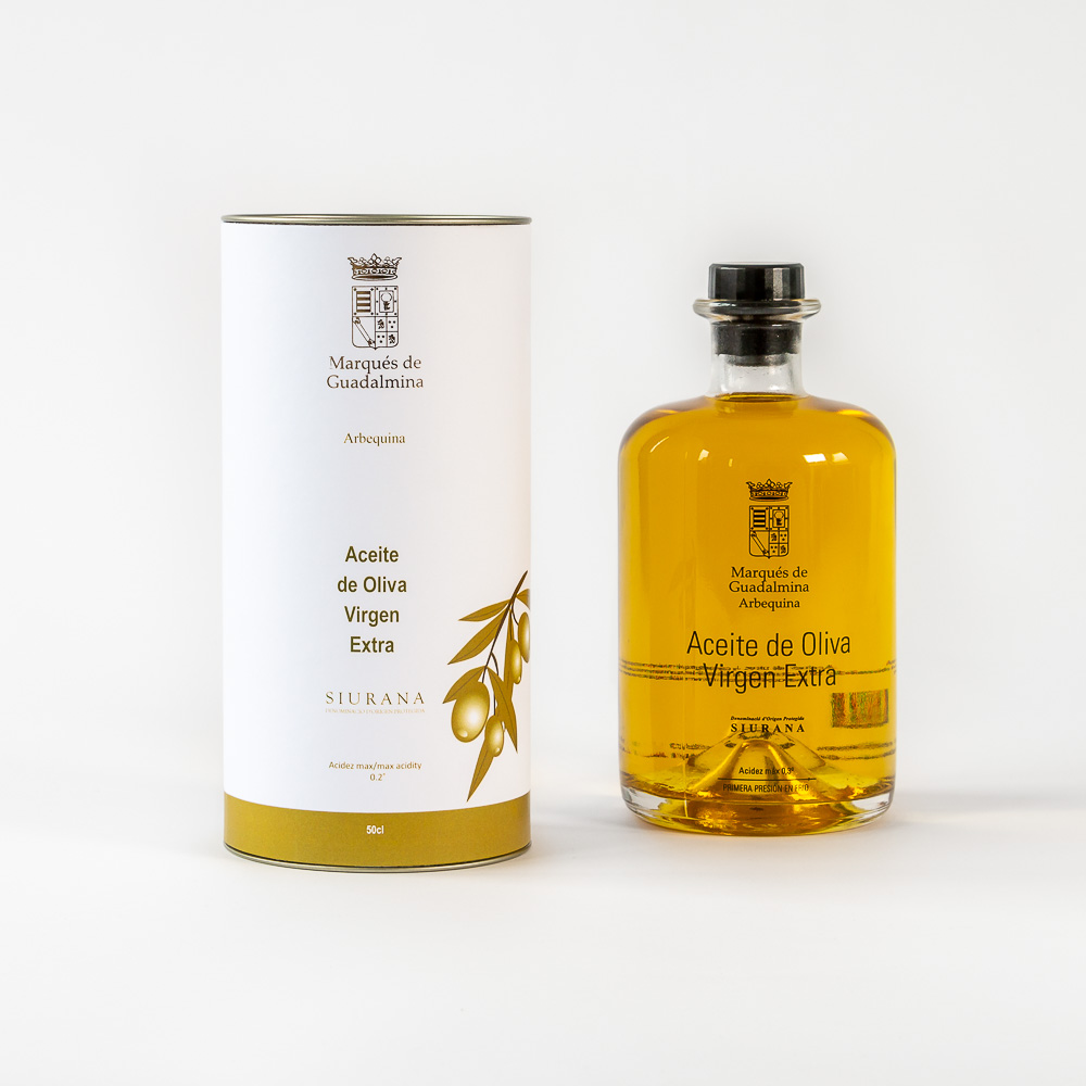 Product photography of olive oil packaging